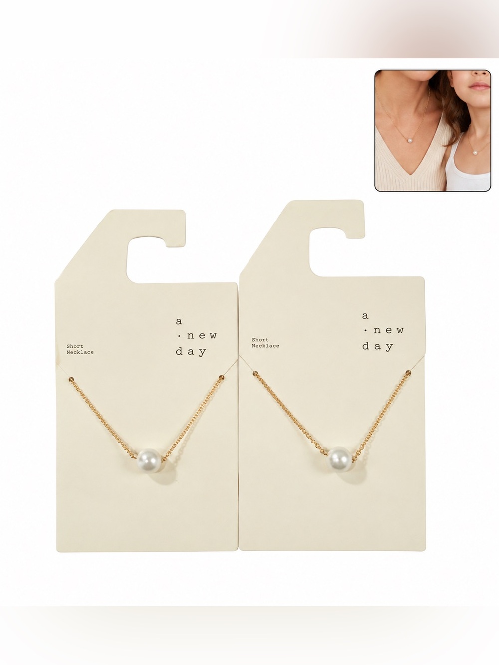 $30 2 necklace bundle setMommy me or bestie Gold Pearl Pendant cute dainty gift